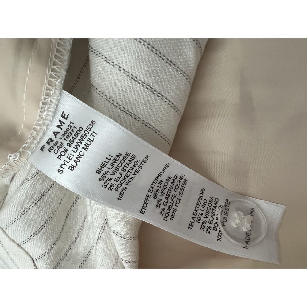 NEW Frame Pleated Cuff Linen Blend Twill Blanc Multi Pinstriped Shorts 8 - Picture 5 of 8